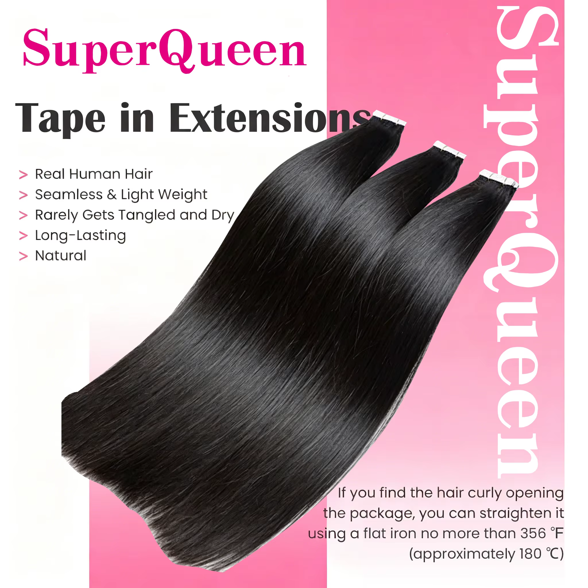 Extensions de cheveux humains à bandes adhésives