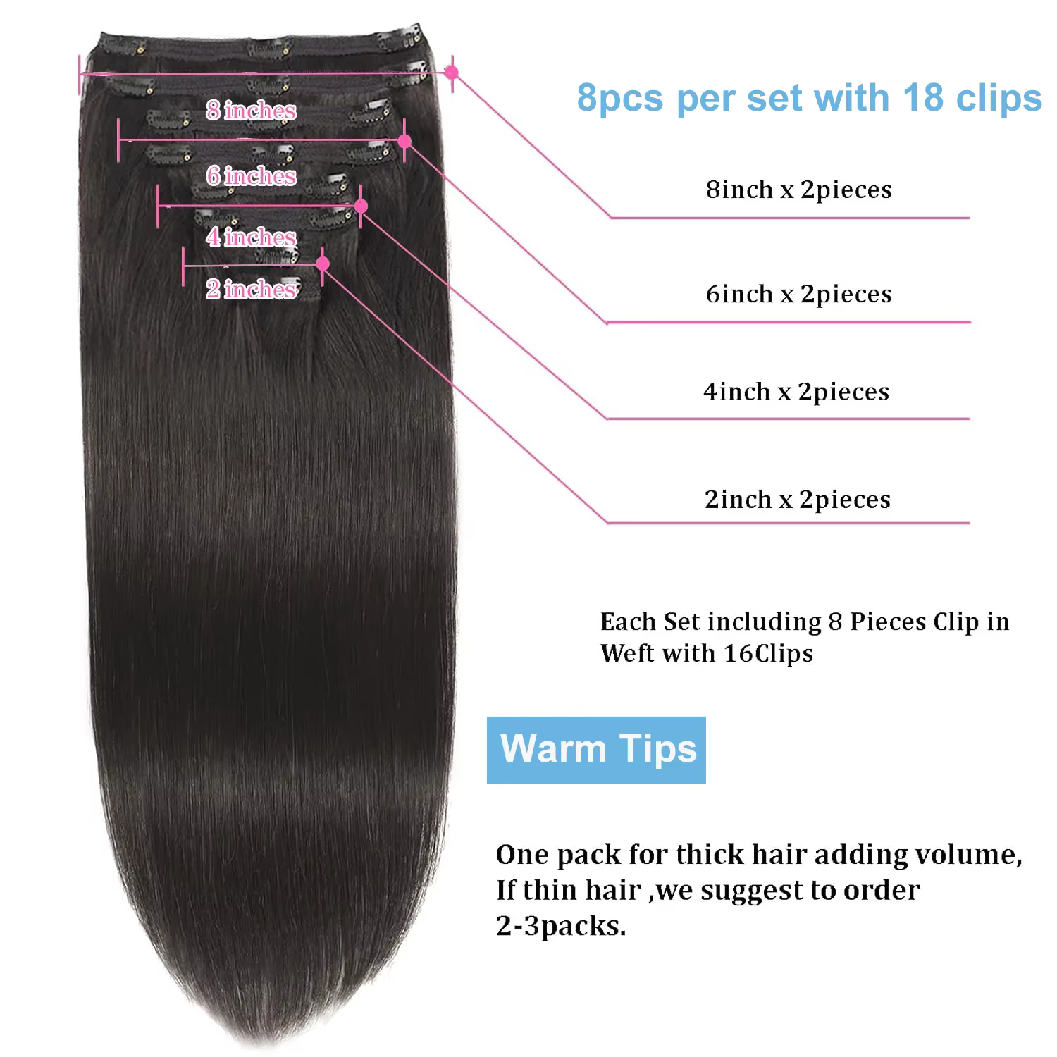 Clip dans les Extensions de cheveux vrais