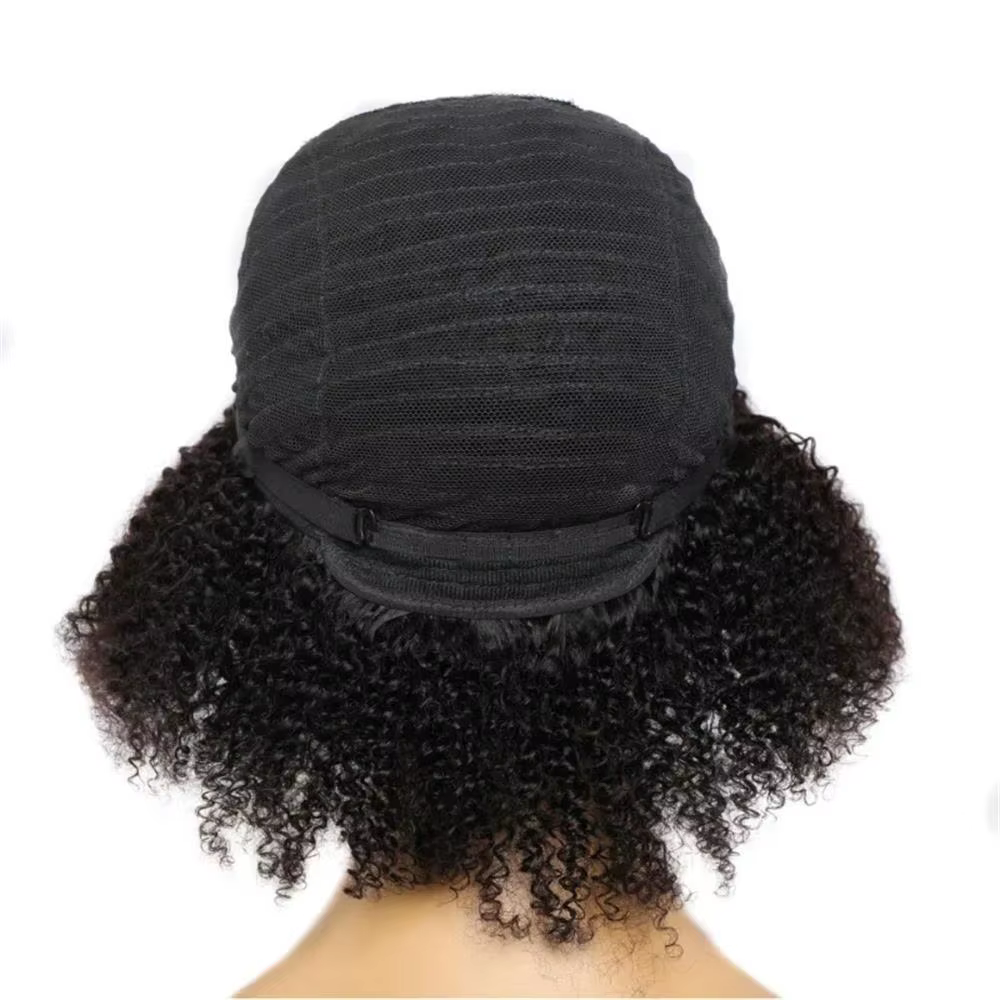 Afro crépus bouclés 100% cheveux humains 250% densité pleine Machine tête perruque brésilienne vierge