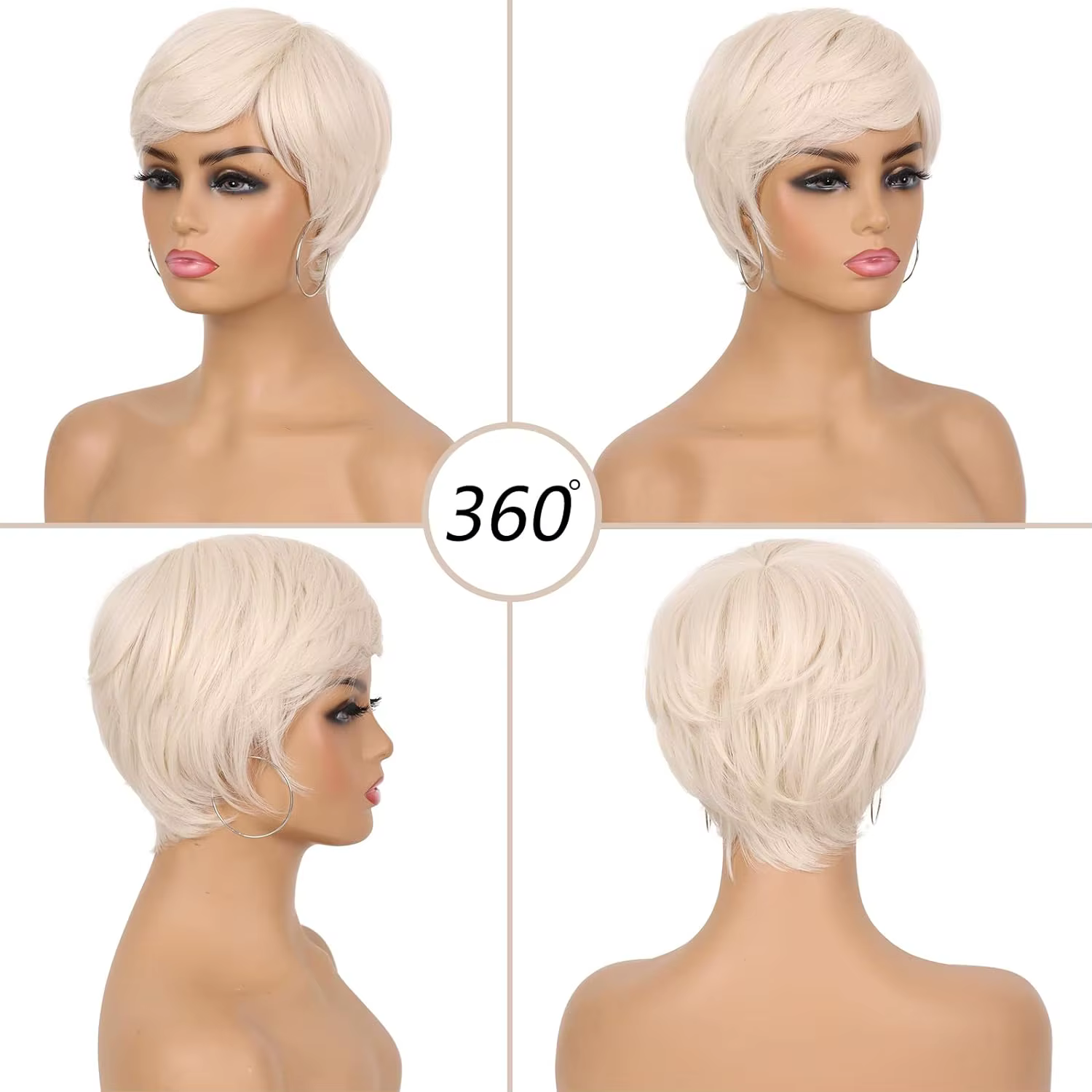 Perruques Pixie blondes platine pour dos femmes