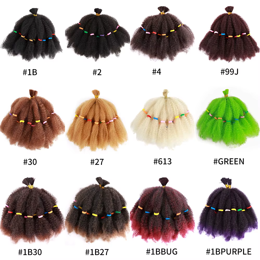 Afro crépus Marley tressage printemps torsion Crochet cheveux Extensions en vrac Faux Locs naturel noir Ombre tresses synthétiques pour les femmes