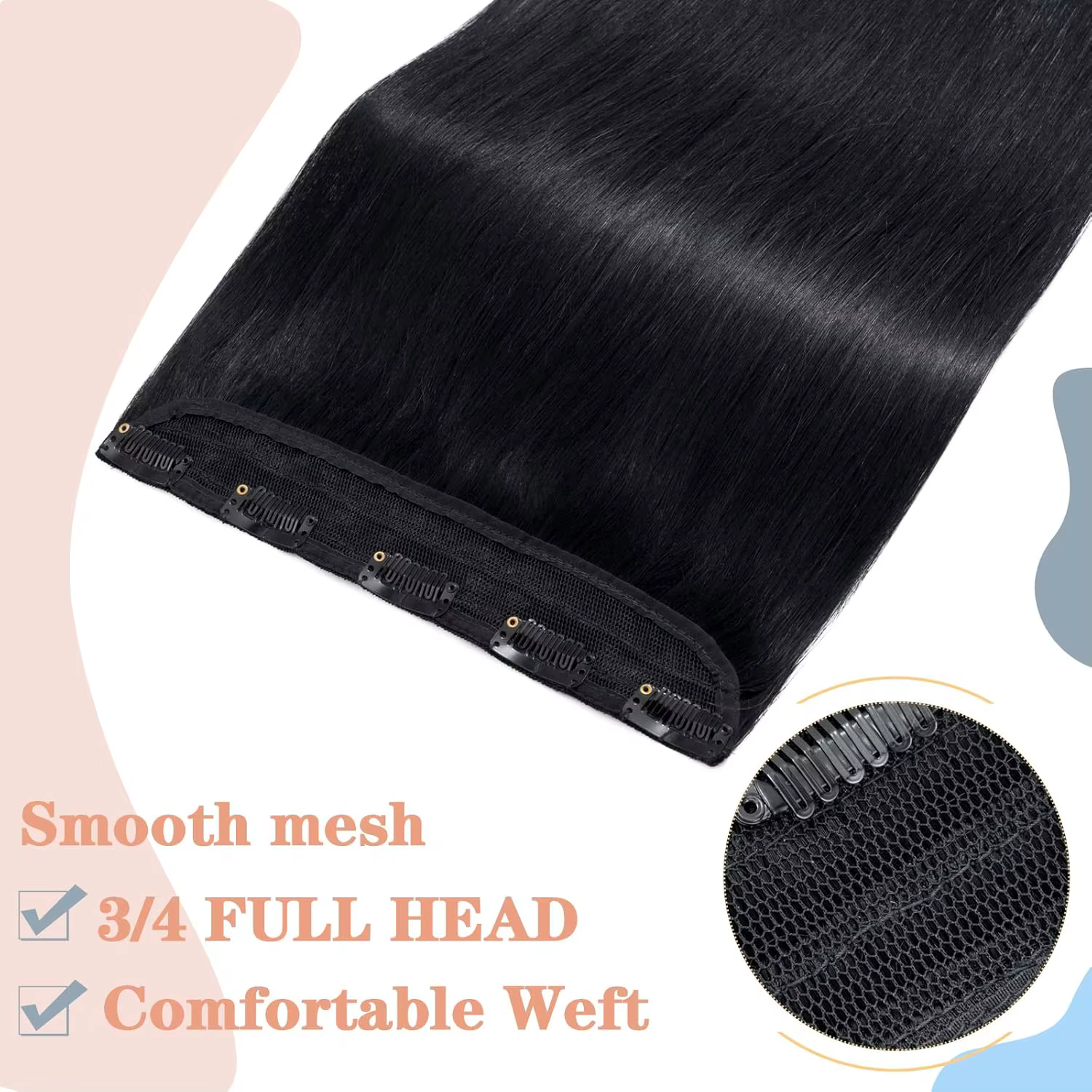 100% Clips brésiliens en une seule pièce Extension de cheveux naturel droit Remy