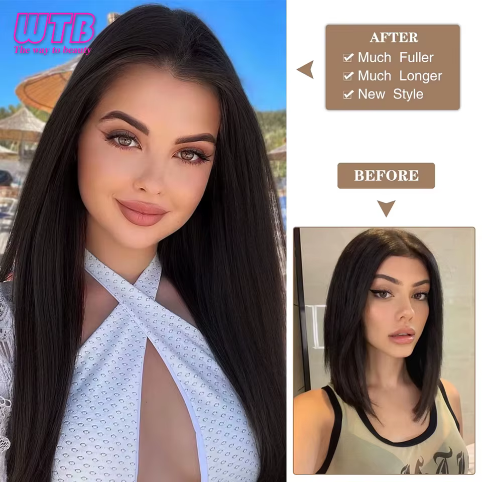 Extensions de cheveux synthétiques à 4 clips pour femmes