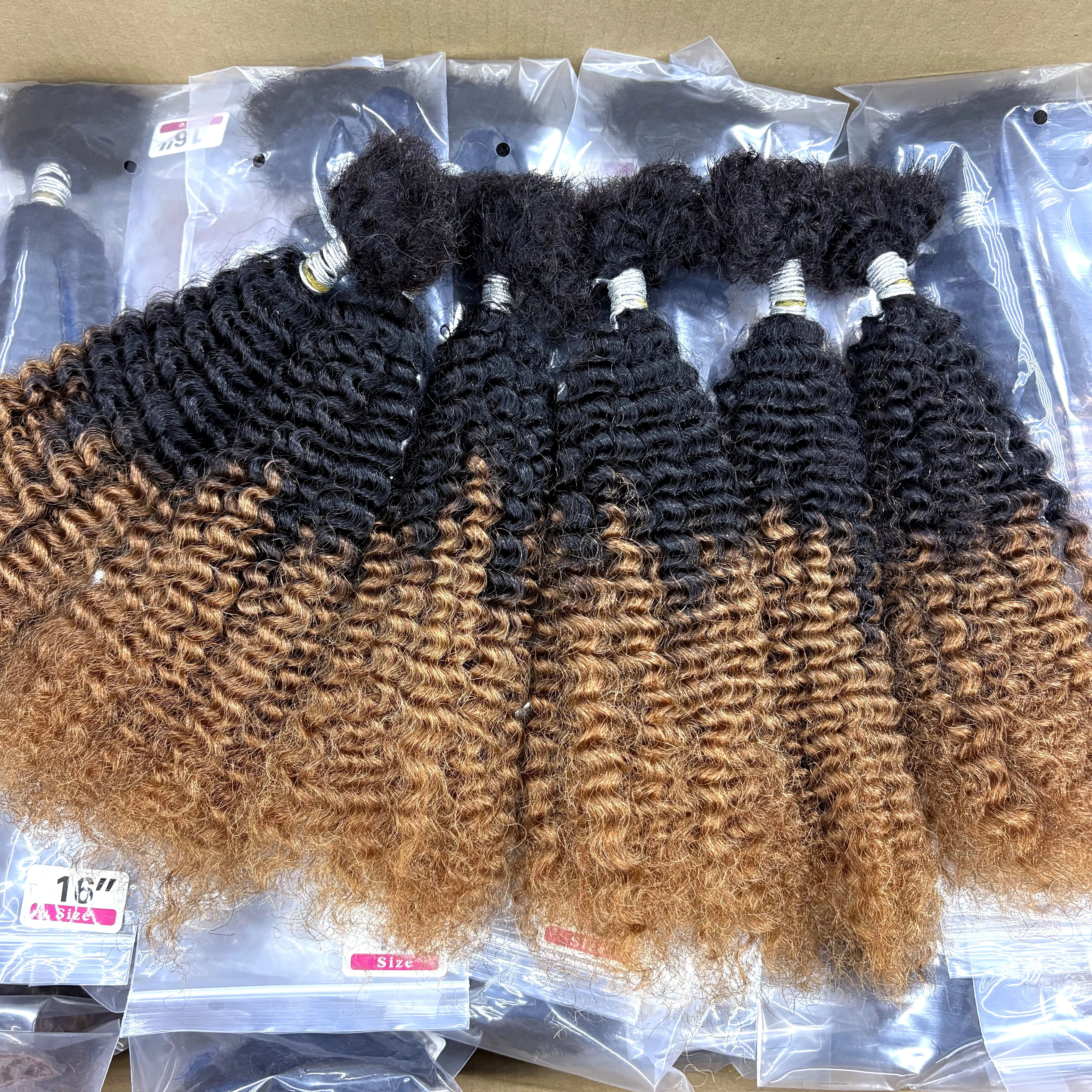 Extensions de cheveux humains bouclés afro ombrés en vrac