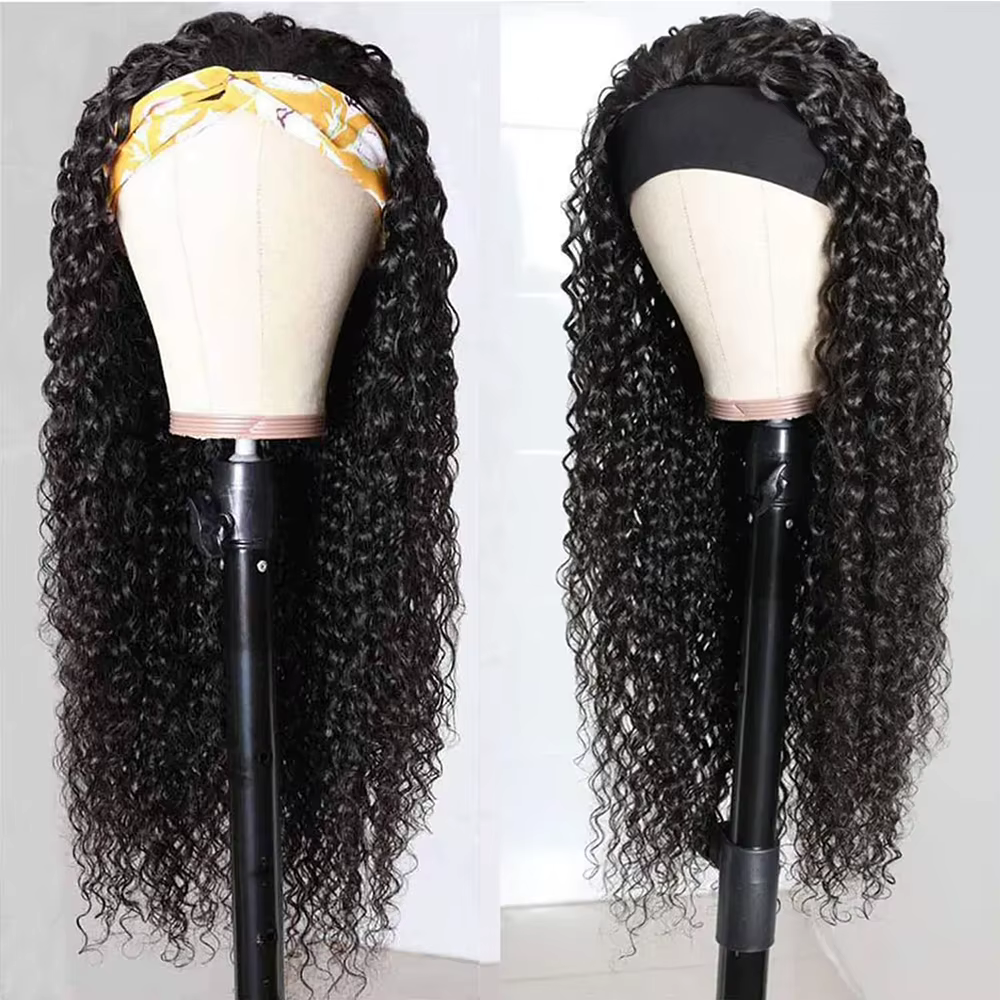 Bandeau perruque cheveux humains crépus bouclés sans colle