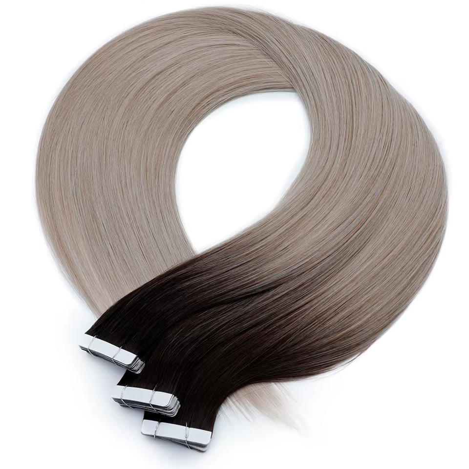 Extensions de cheveux lisses ombrées brunes