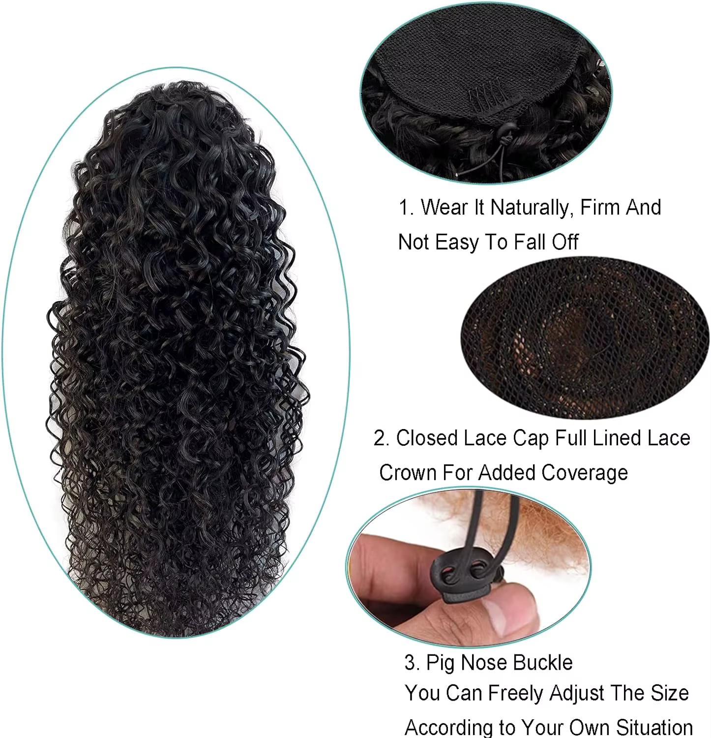Extensions de queue de cheval bouclées Deep Wave