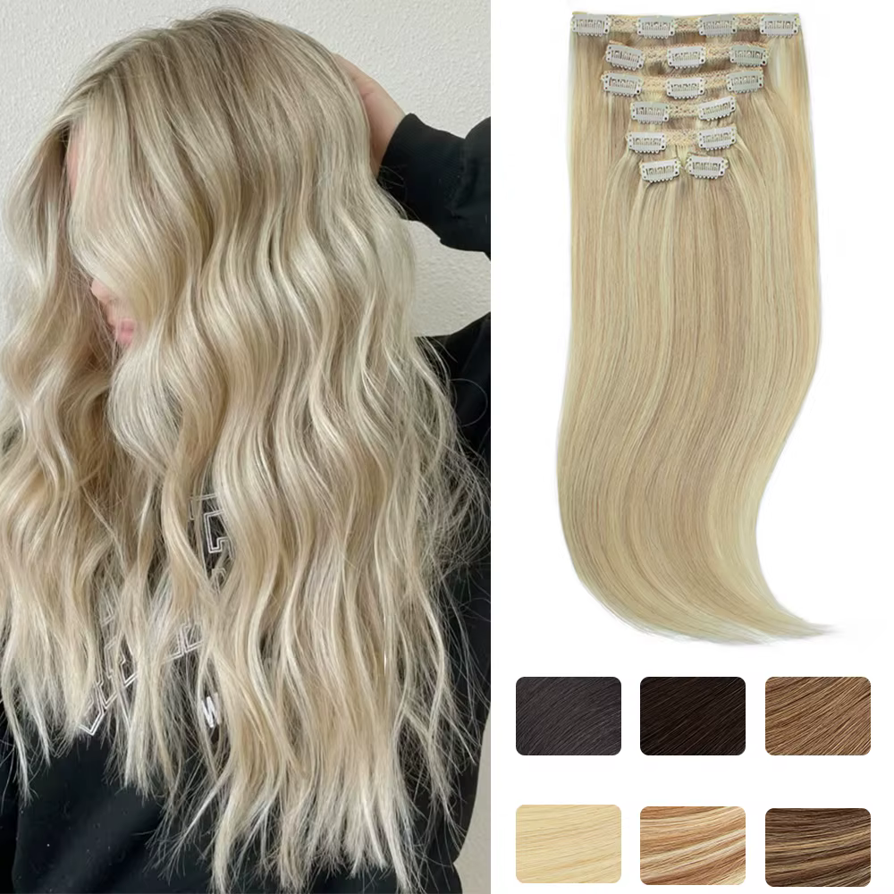 Extensions de cheveux humains à clipser