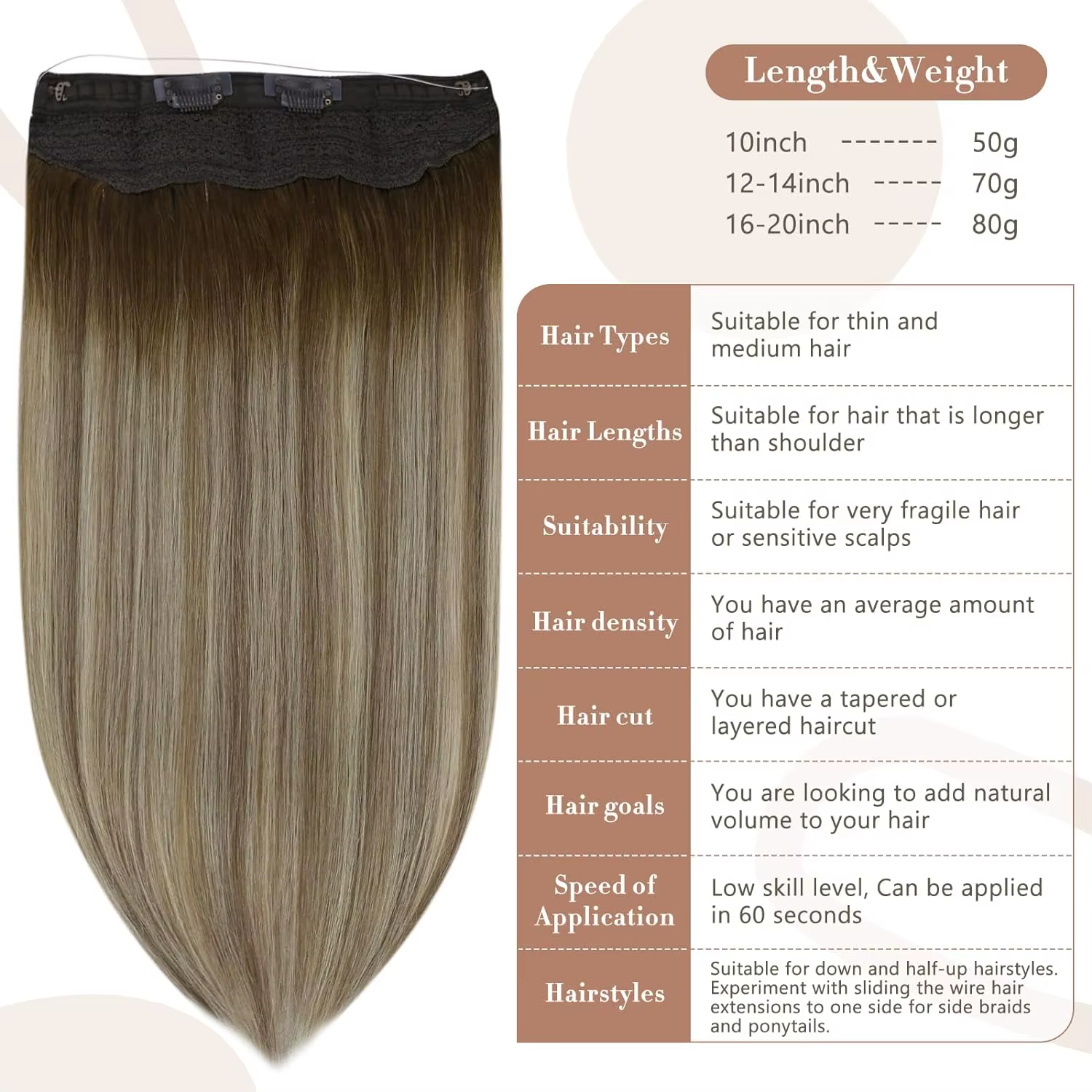 Extensions capillaires Full Shine Fish Line pour femmes