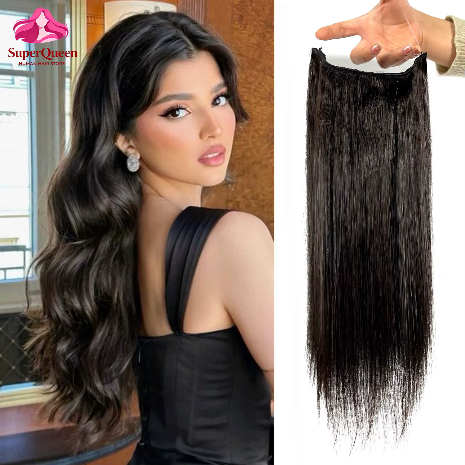 # Extensions Halo 1B en cheveux humains avec clips