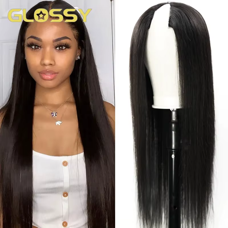 250 densité droite V partie perruque 100% cheveux humains pour les femmes 30 34 pouces pas cher brésilien sans colle perruques droites en liquidation vente