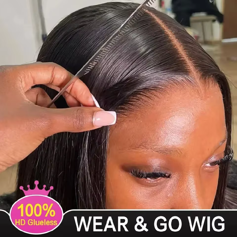 Perruque sans colle 40 pouces ultra-lisse 13x4 13x6 5x5, prête à porter pour débutantes, sans colle, avec bande élastique pour femmes, densité 250%