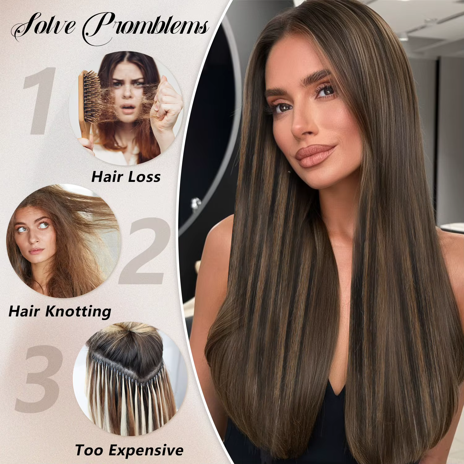 7 pièces pince sans couture dans les Extensions de cheveux