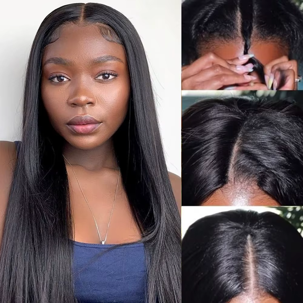 250 densité droite V partie perruque 100% cheveux humains pour les femmes 30 34 pouces pas cher brésilien sans colle perruques droites en liquidation vente