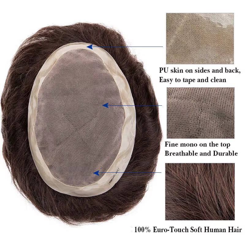 Prothèse capillaire masculine durable à base mono