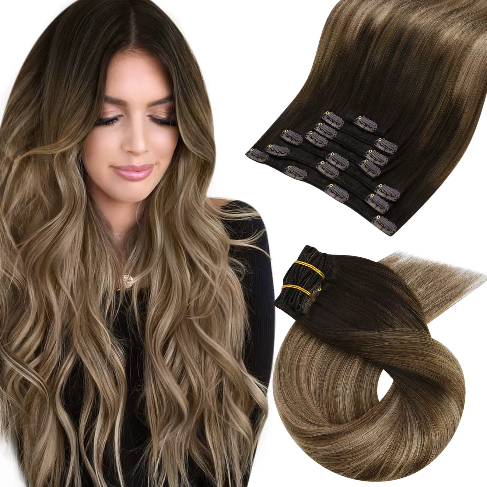 Moresoo-Extensions de cheveux à clipser
