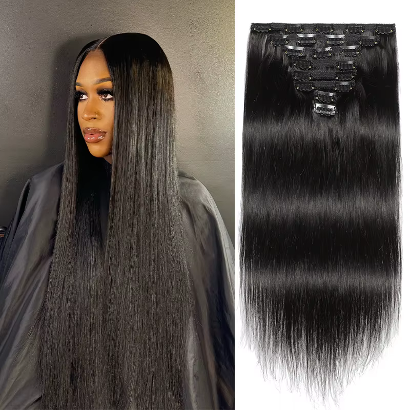 Clip droit dans l'extension de cheveux