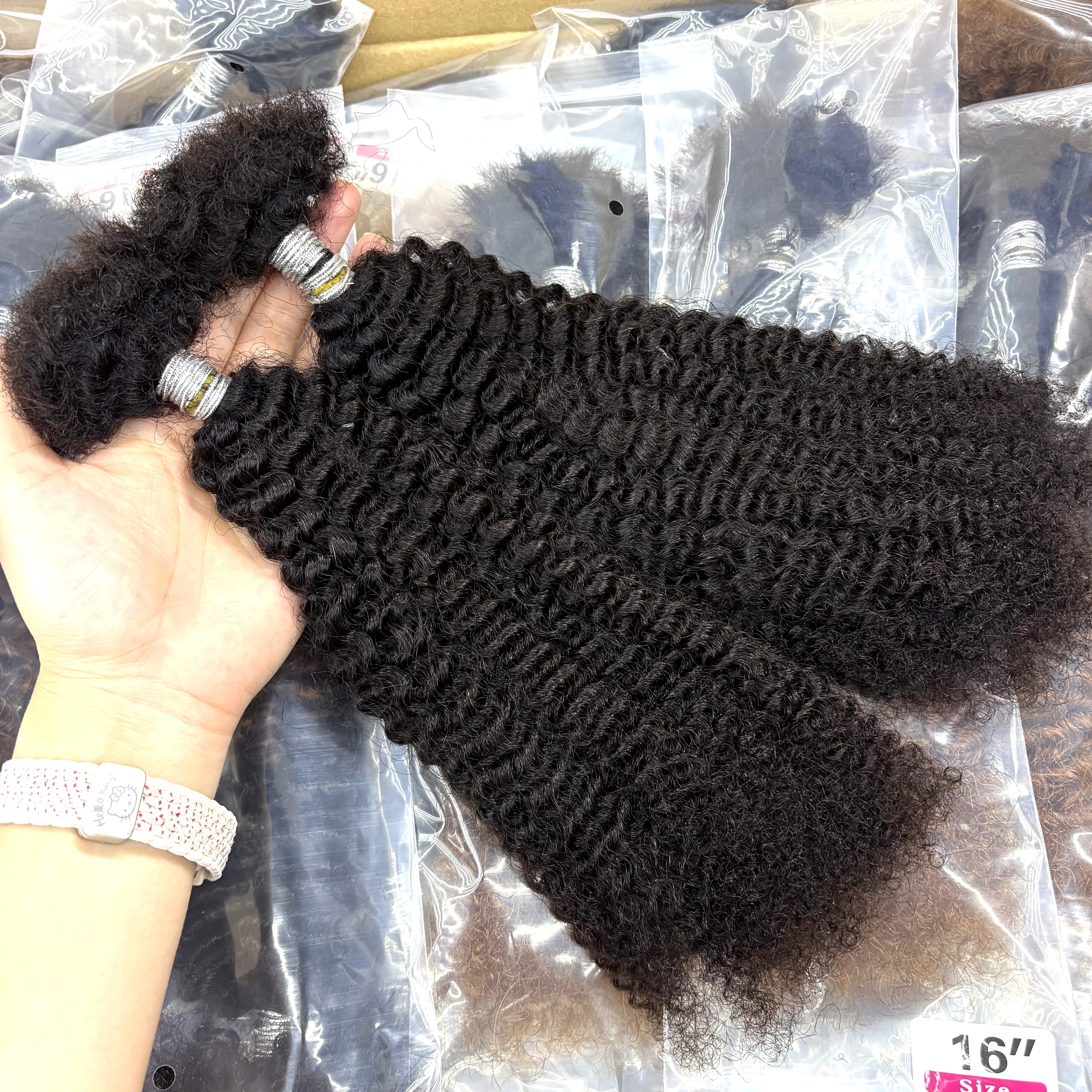 1BT30 # Extensions de cheveux humains bouclés afro ombrés en vrac sans trame