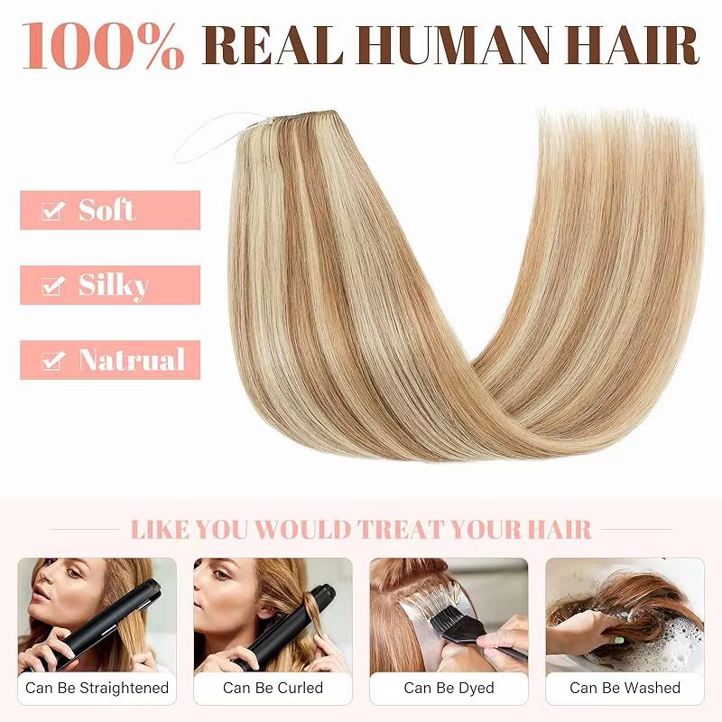 Extensions de fil de cheveux humains