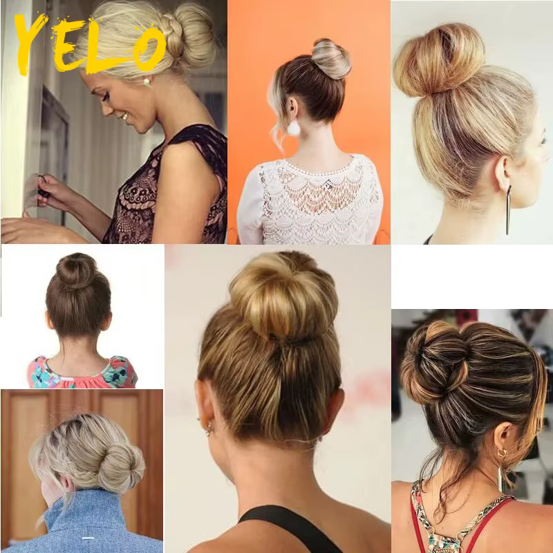 Chignon en cheveux humains lisses avec effet balayage