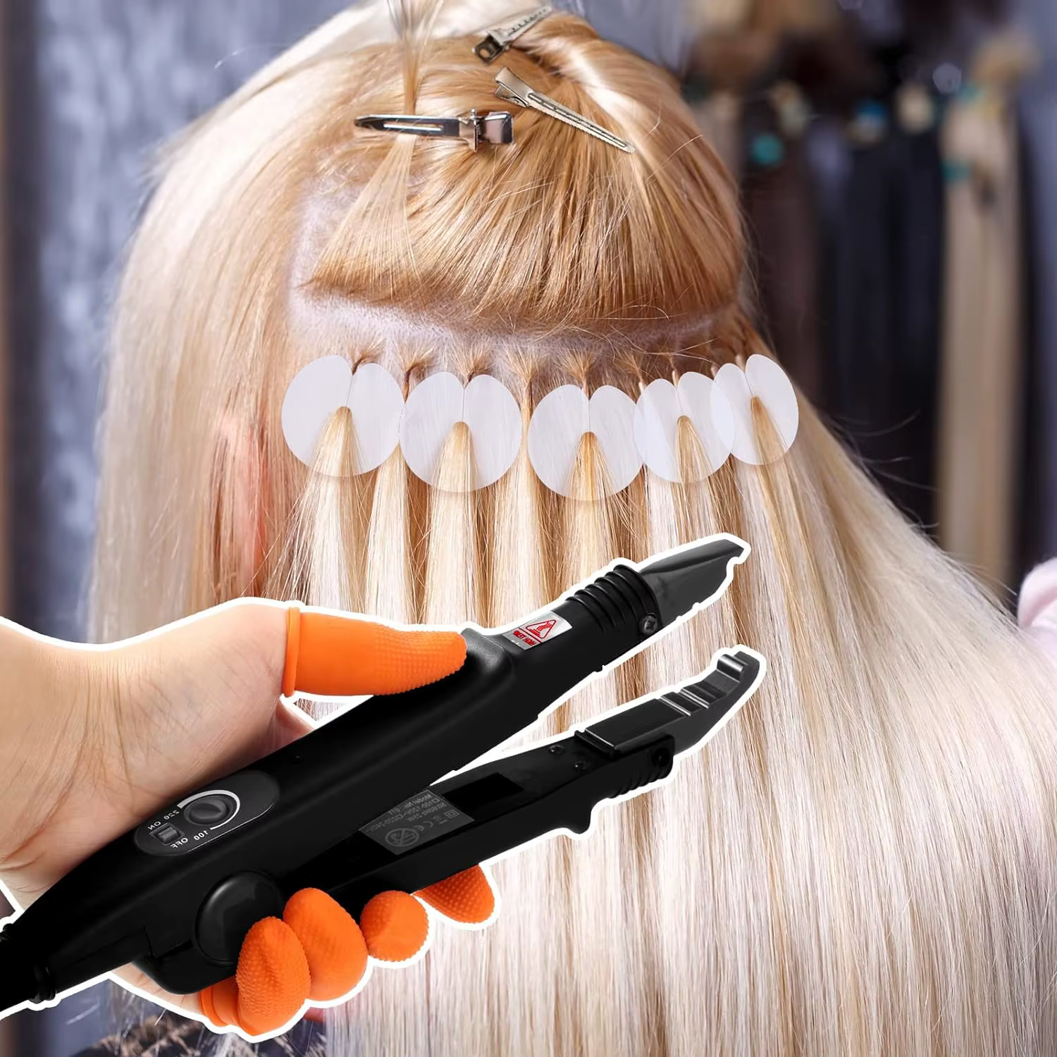 Ensemble d'outils d'extension de cheveux en fer à Fusion professionnel