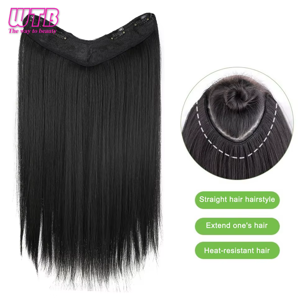 Extensions de cheveux synthétiques à 4 clips pour femmes