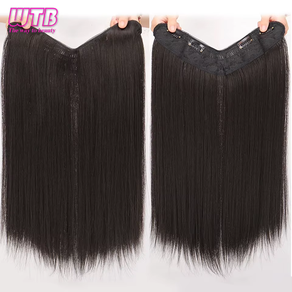 Extensions de cheveux synthétiques à 4 clips pour femmes