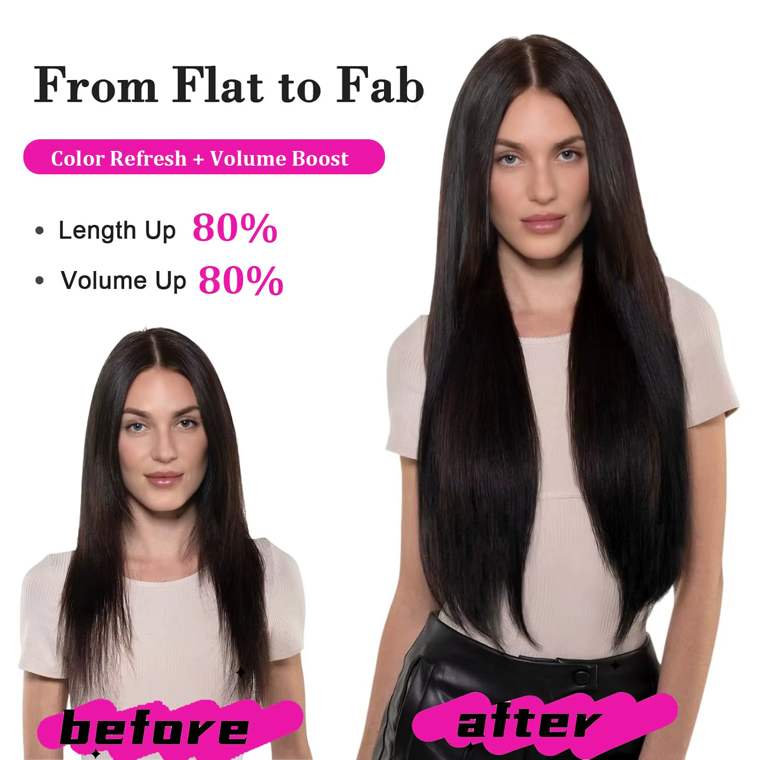 Extensions de cheveux naturels à clipser avec 5 clips dans une seule pièce