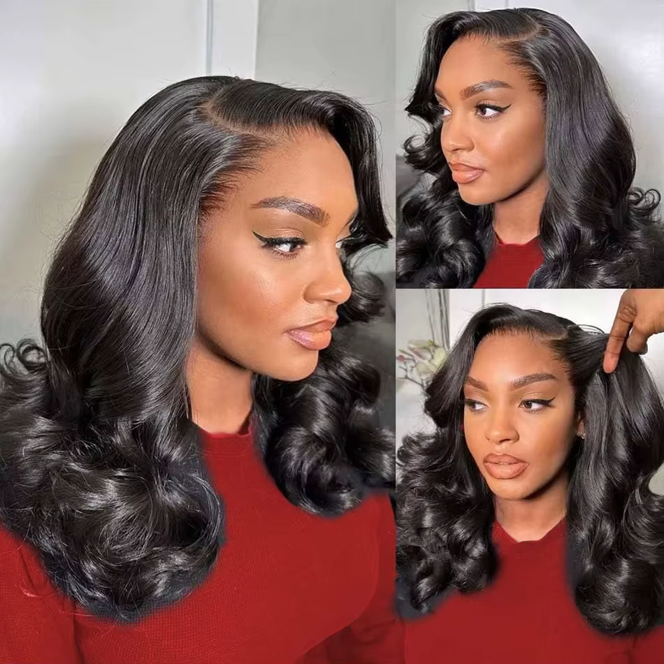 Perruque Courte Bob Body Wave 13x4 Sans Colle Cheveux Humains Brésiliens Prête à Porter