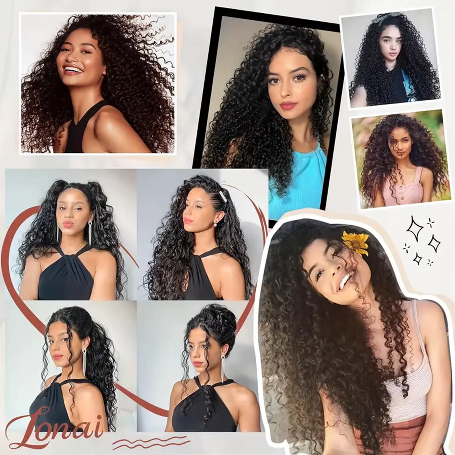 Extensions de cheveux synthétiques bouclées crépues à clipser