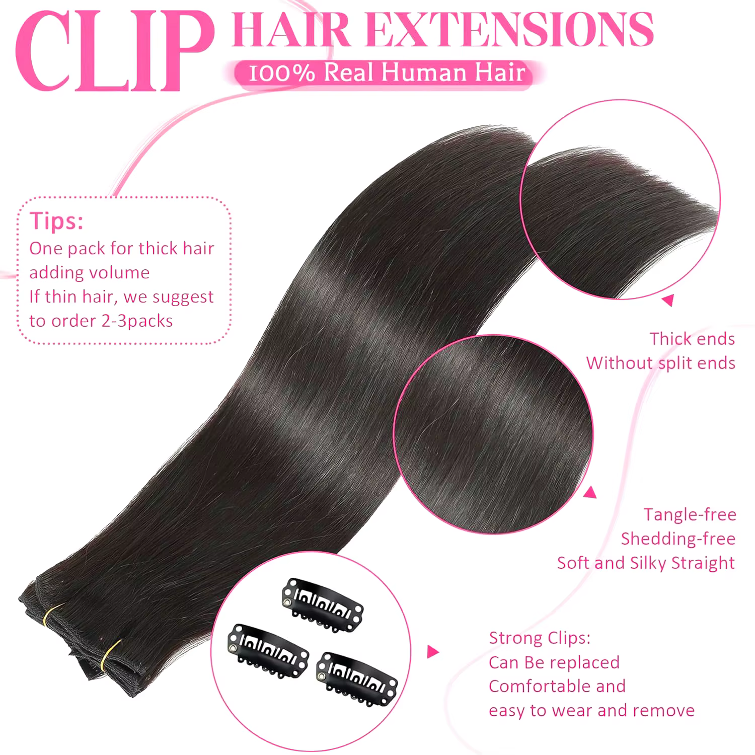 Extensions de cheveux à clipser