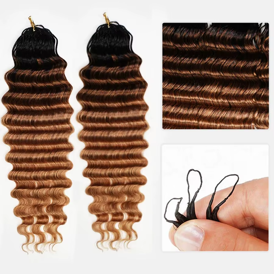 Extensions de cheveux au crochet pré-séparées 1b/ # 4/ # 27 Ombre Blonde Color Deep Wave Protective Style Miracle Knots Human Hair
