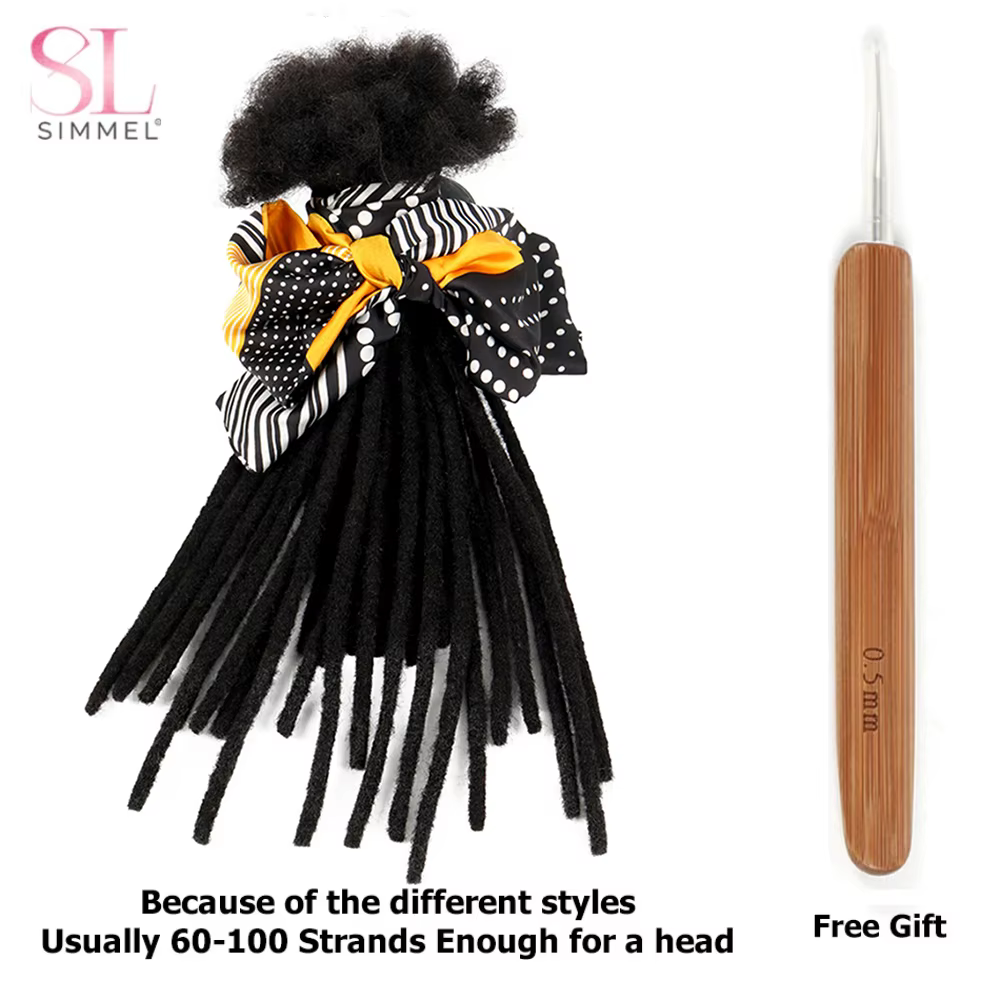 Extensions de Dreadlock vrais cheveux humains pour homme/femmes 0.4 cm de largeur Extensions Loc permanentes 60 brins 6-22 pouces Dreadlock brésilien