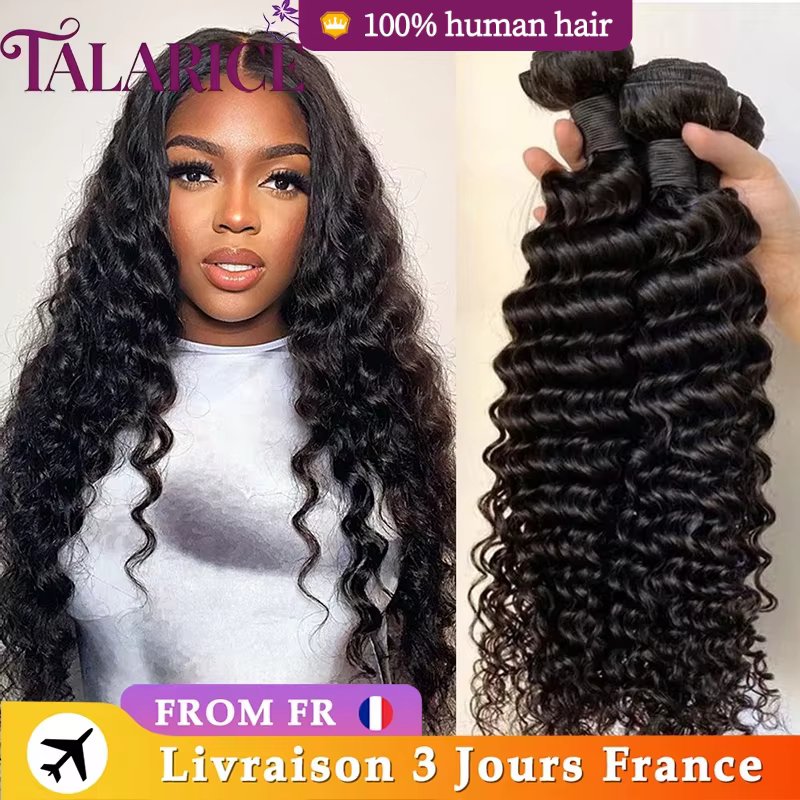 Vague Profonde Tissage Cheveux Humains 15A Non Traités Brésiliens 100%
