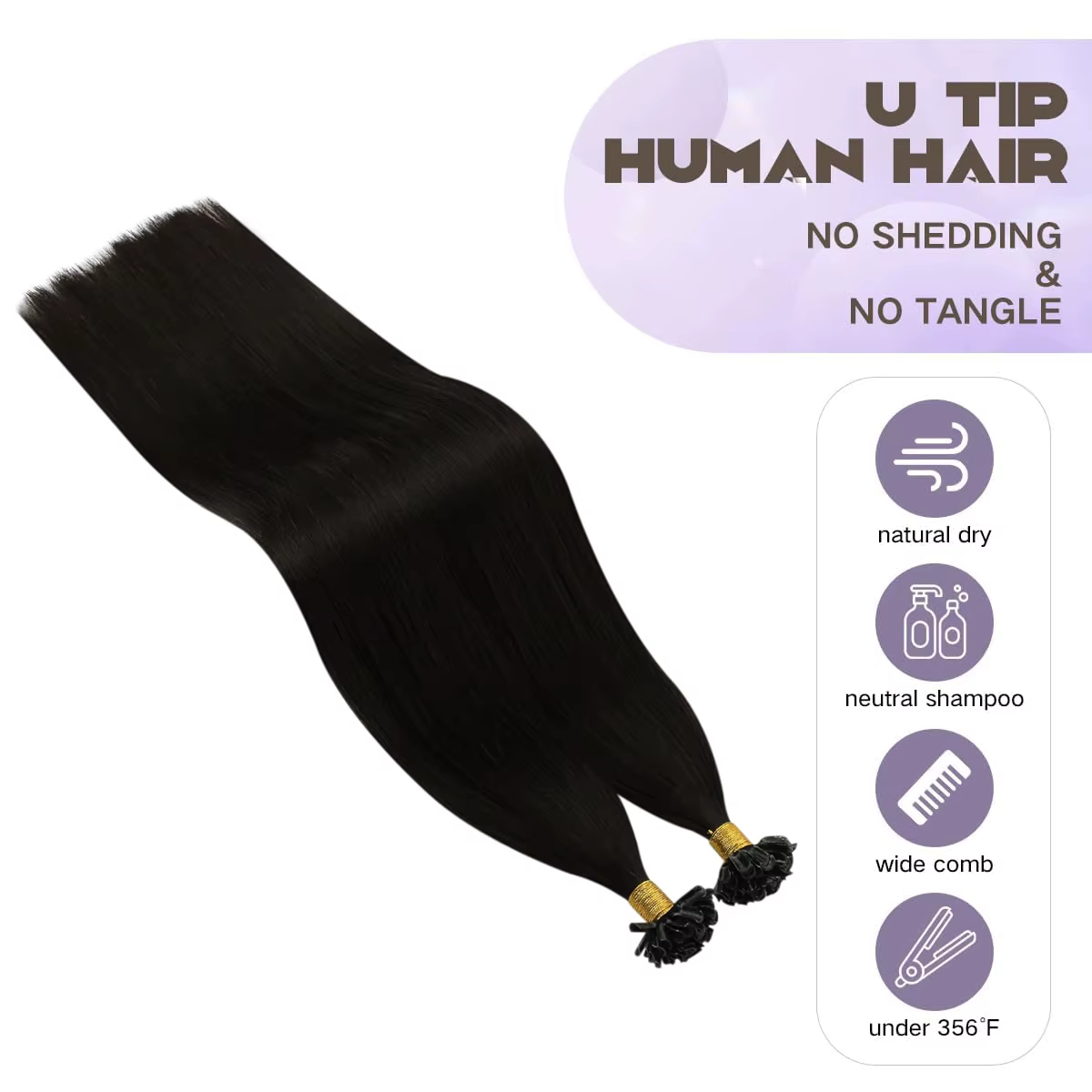 Extensions de cheveux humains U Tip 50G pointe d'ongle pré-collée Extensions Ktip de Fusion chaude cheveux doux droits noir naturel 50 brins/paquet