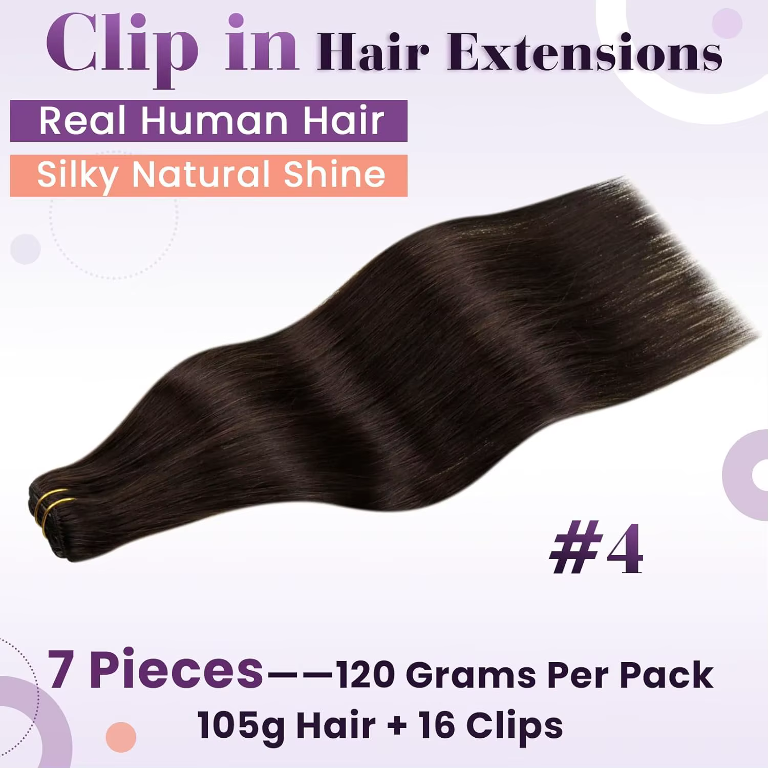 LaaTyo-Extensions de cheveux brésiliens Remy à clip