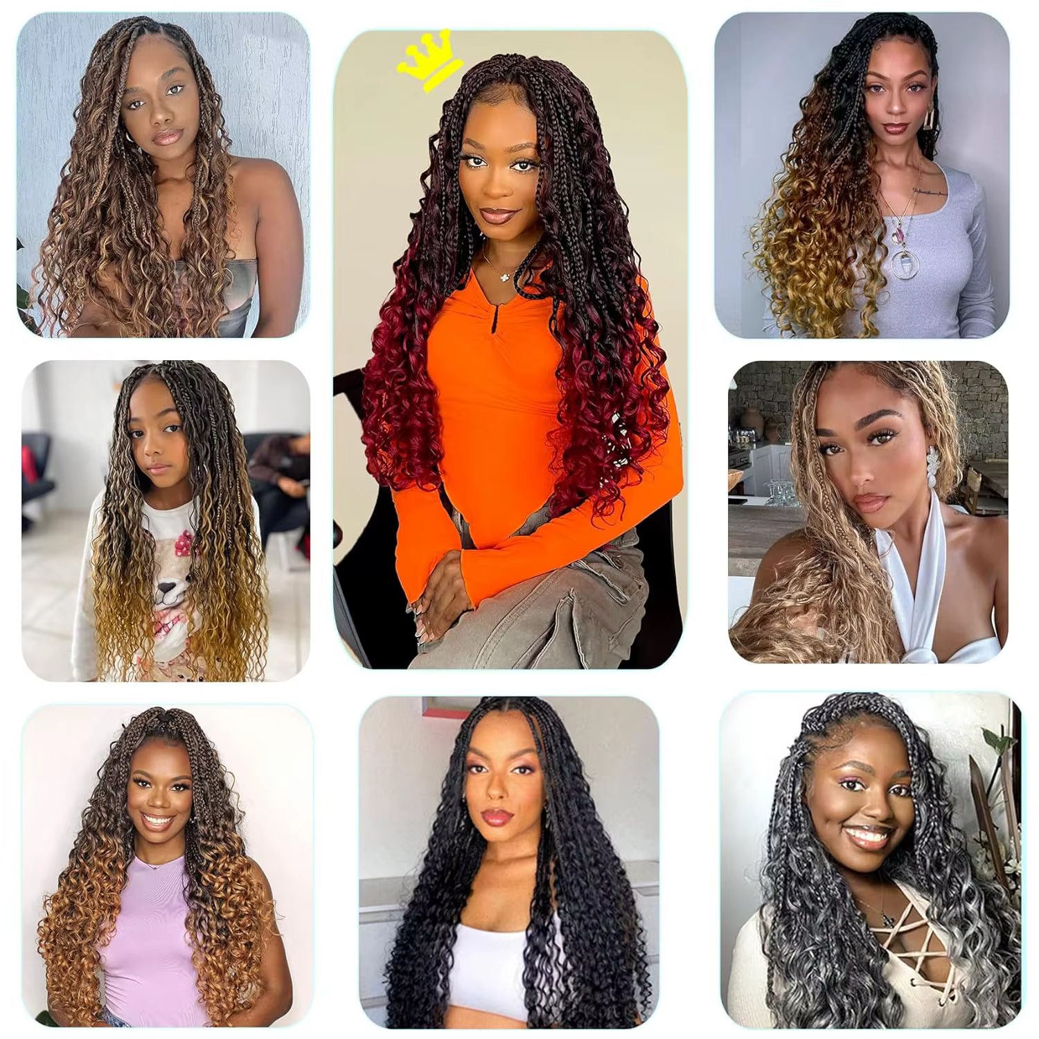 Déesse Boho boîte tresses Crochet cheveux avec extrémités bouclées 1 pièces synthétique pré-bouclé Crochet boîte tressage Extensions de cheveux pour les femmes
