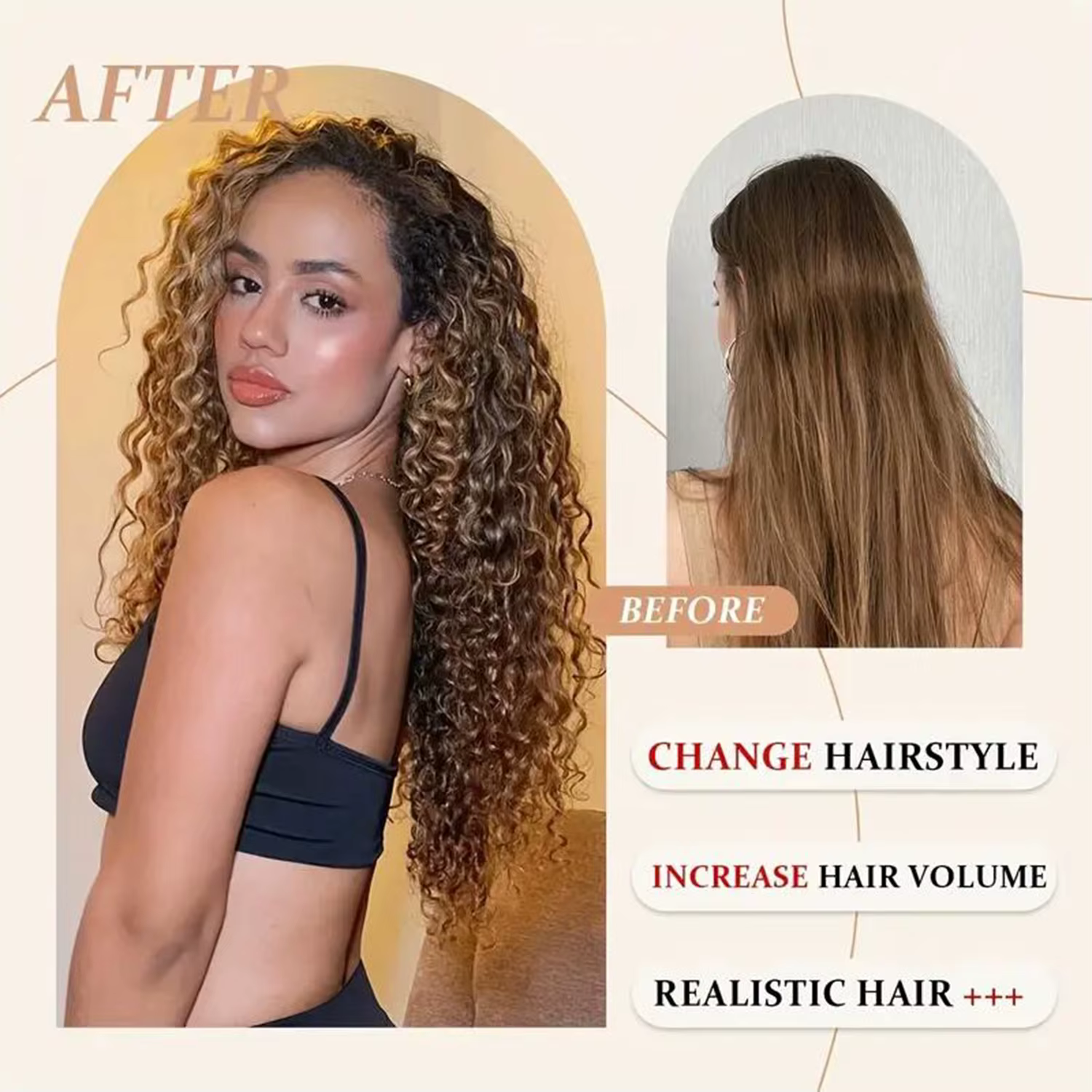 Extensions de cheveux synthétiques bouclées crépues à clipser