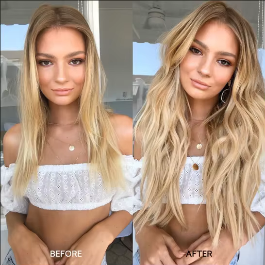 Extensions de cheveux naturels à clipser avec fil invisible