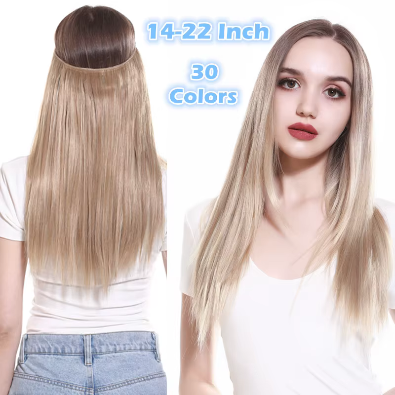 SARLA synthétique sans pince Extension de cheveux Ombre naturel faux postiche longue droite