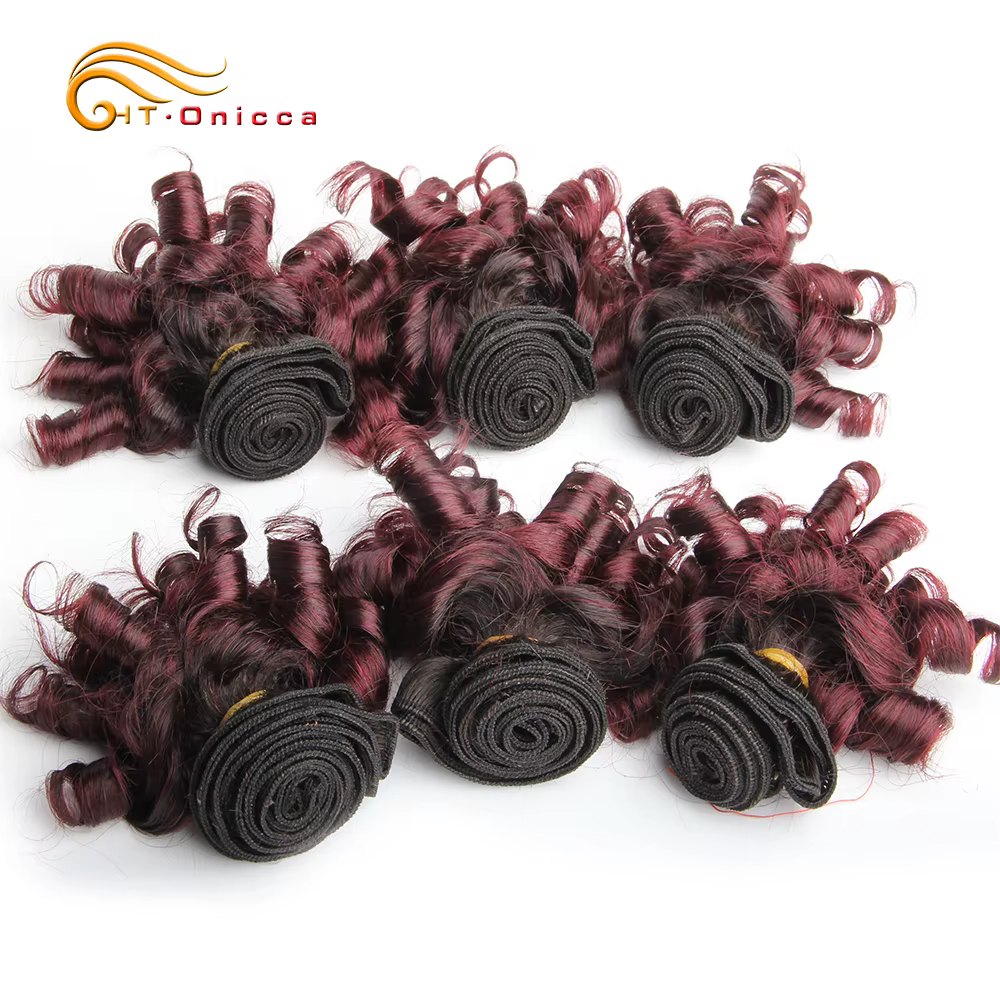 Htonicca-Extensions de Cheveux Brésiliens Naturels Courts Bouclés
