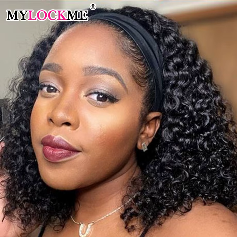 Perruque bandeau cheveux humains crépus bouclés MYLOCKME sans colle pleine Machine faite brésilienne Remy perruques