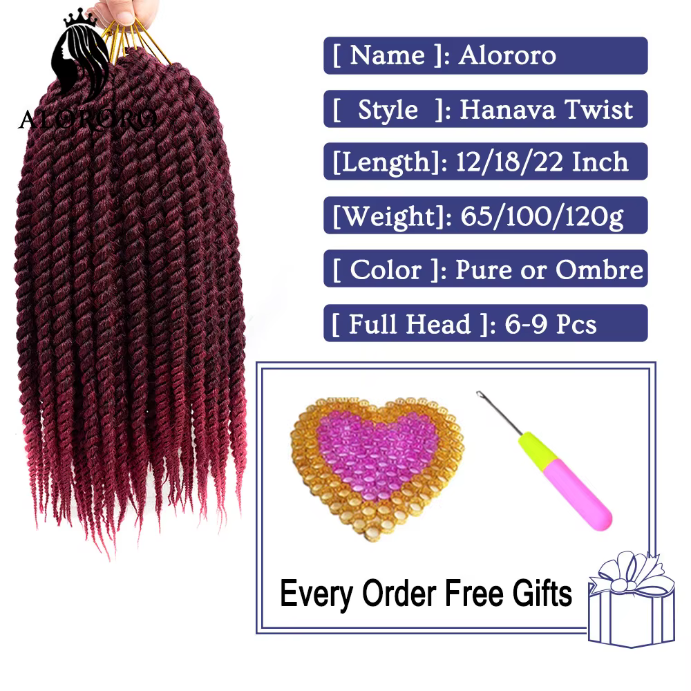 Alororo-Extensions Capillaires Synthétiques Torsadées Ombré Cloches