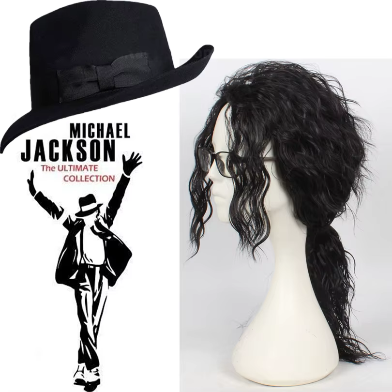 CHAUD! Perruque en laine australienne noire et bouclée de Michael Jackson