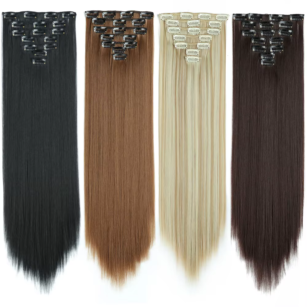 Extensions de Cheveux Synthétiques Longs et Lisses