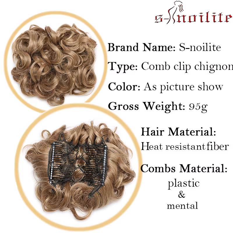 BENEHAIR cheveux synthétiques Chignon brun blond bouclés