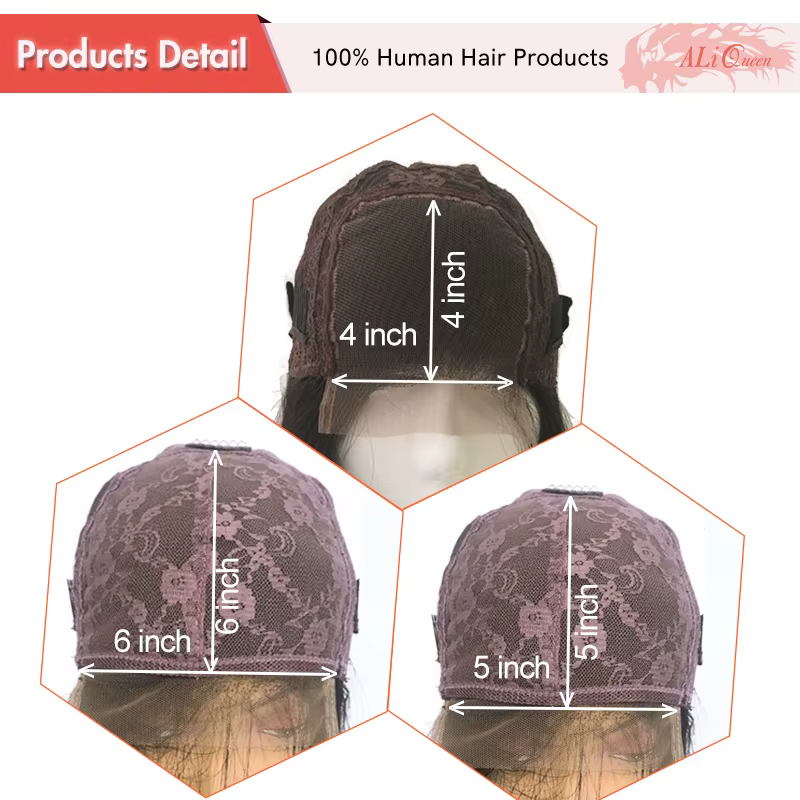 Ali Queen cheveux droite HD Transparent dentelle perruque cheveux humains dentelle frontale perruques 4x4 5x5 fermeture avec des cheveux de bébé couleur naturelle
