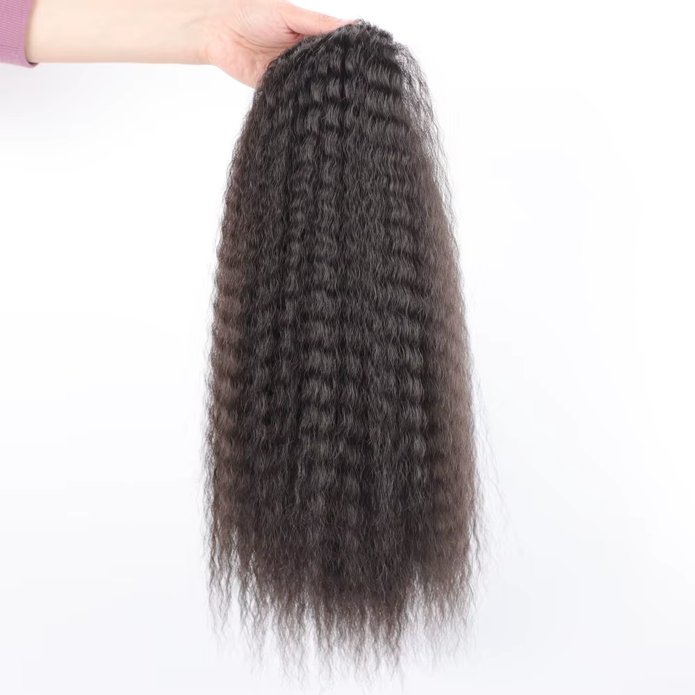 Faux cordon synthétique queue de cheval Extension de cheveux élastique pour les femmes crépus bouclés