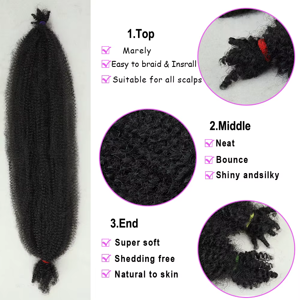 Extensions de cheveux afro crépus Marley pour tresses au crochet
