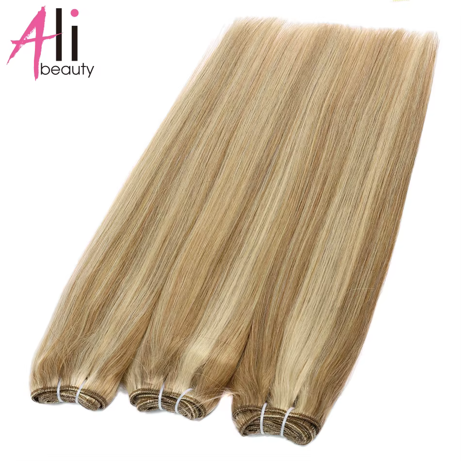 Trame de cheveux humains droite paquets européens Remy Extension